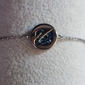 Swarovski Remix Collection Blue Swan Magnetic Bracelet Rhodium Plated Crystal